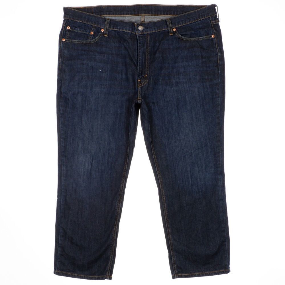 Levis Mens 541 Straight Leg Jeans Measure 44x26.5 Dark Blue Denim Stretch Hemmed